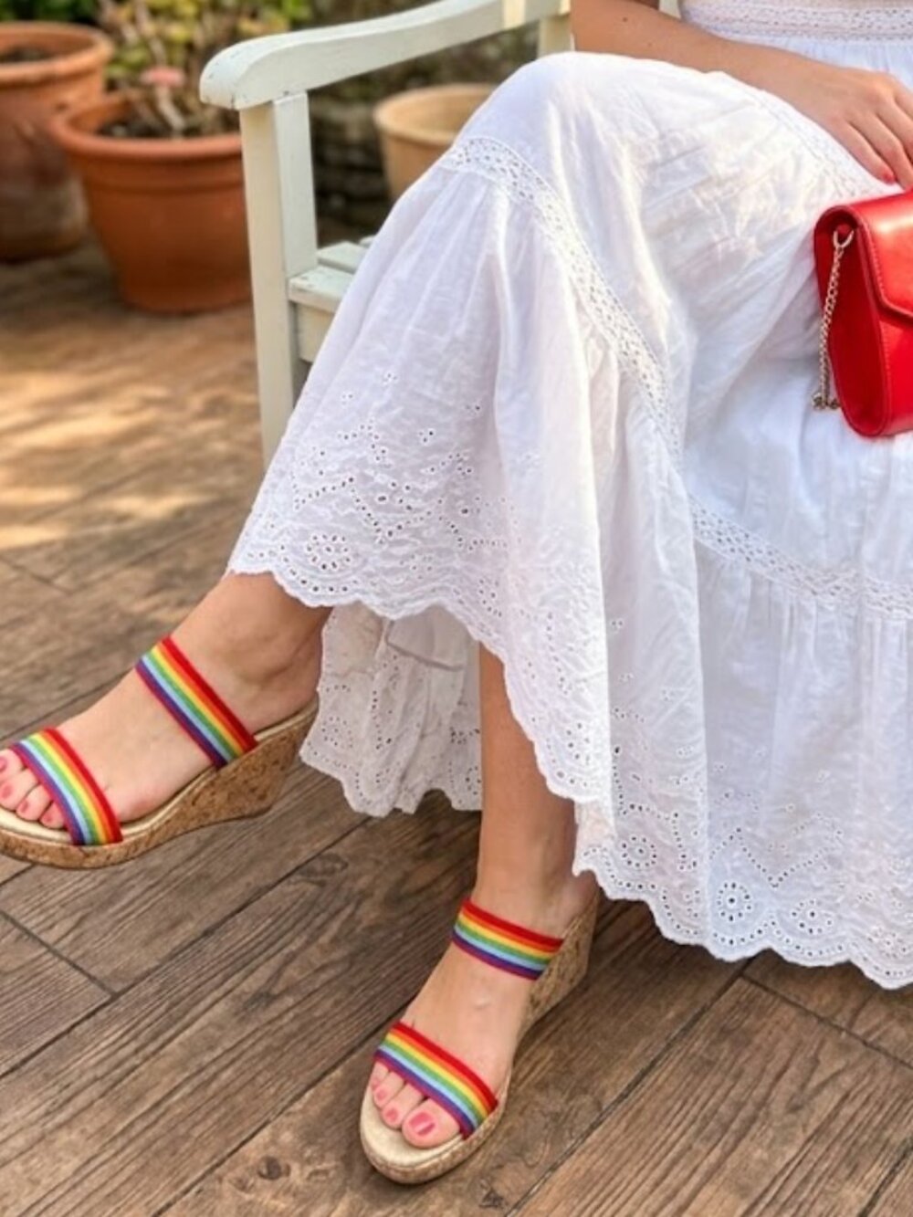 Apostrophe Rainbow Strap Cork Wedge Sandals Style Riley Womens Size 8M